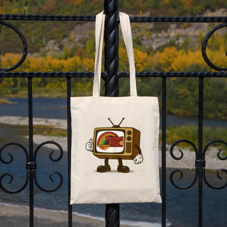 Protect PBS 80s Nostalgia Television Shirt Canvas Tote Bag