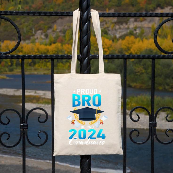 Proud Brother Of Two 2024 Graduates Twin Family Graduation Canvas Tote Bag
