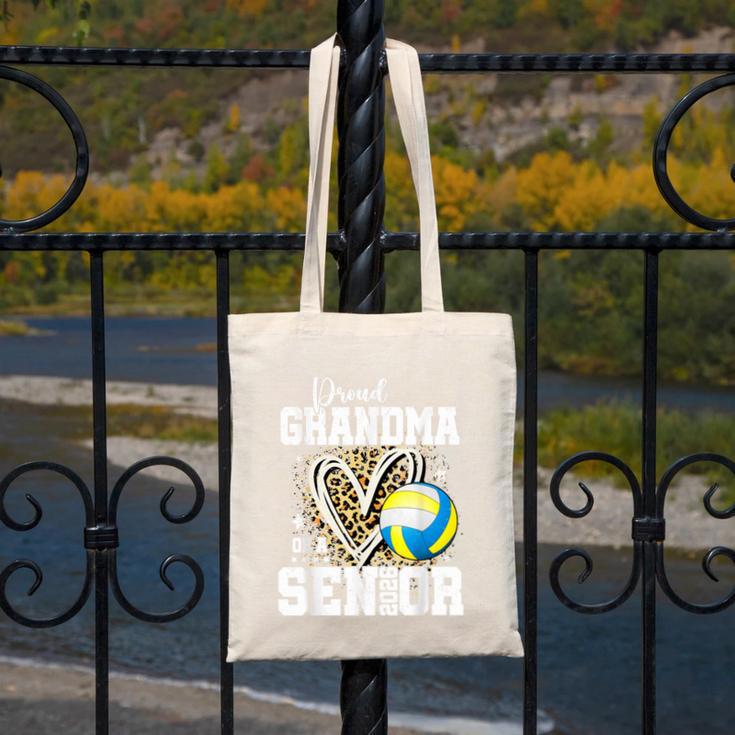 Proud Grandma Of A 2026 Senior Volleyball Graduation Leopard Canvas Tote Bag