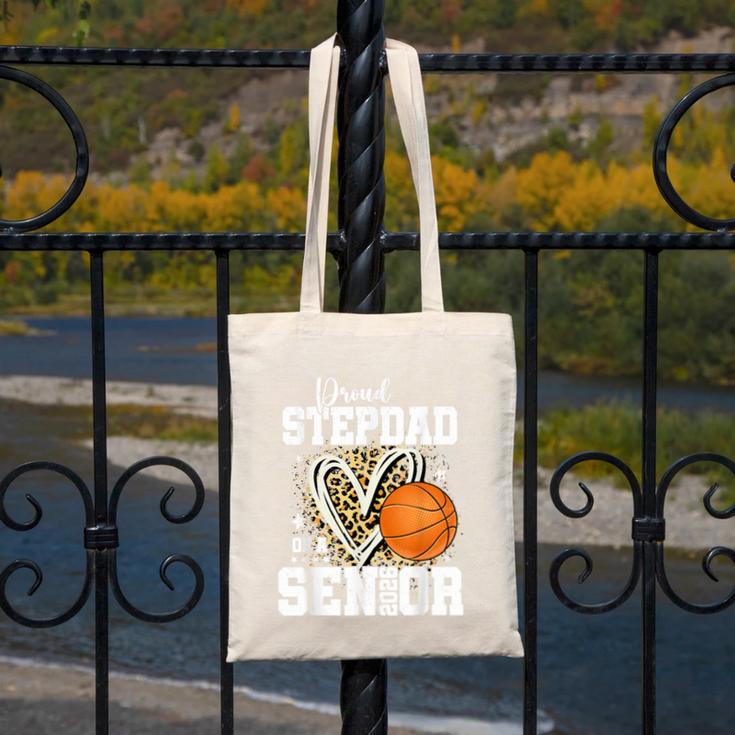 Proud Stepdad Of A 2026 Senior Basketball Graduation Leopard Canvas Tote Bag
