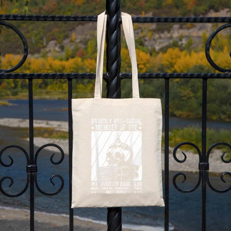 PROUDLY ANTI-SOCIAL MEMBER OF THE Introverted Book Club Canvas Tote Bag