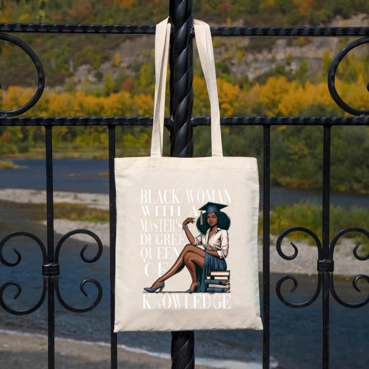 Queen Masters Degree Graduation Educated Melanin Grad Canvas Tote Bag
