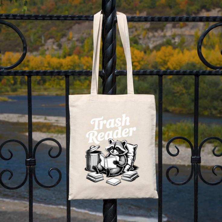 Raccoon Reading A Book Vintage Trash Reader Canvas Tote Bag