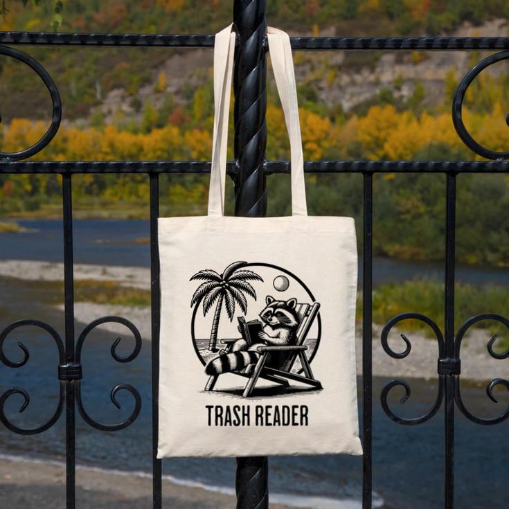 Raccoon Reading Books Summer Humor Trash Reader Canvas Tote Bag