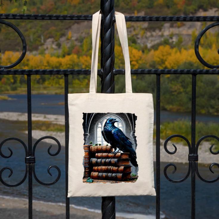 Raven On A Stack Of Books Wisdom Of Odin Canvas Tote Bag Raven On A Stack Of Books Wisdom Of Odin Canvas Tote Bag