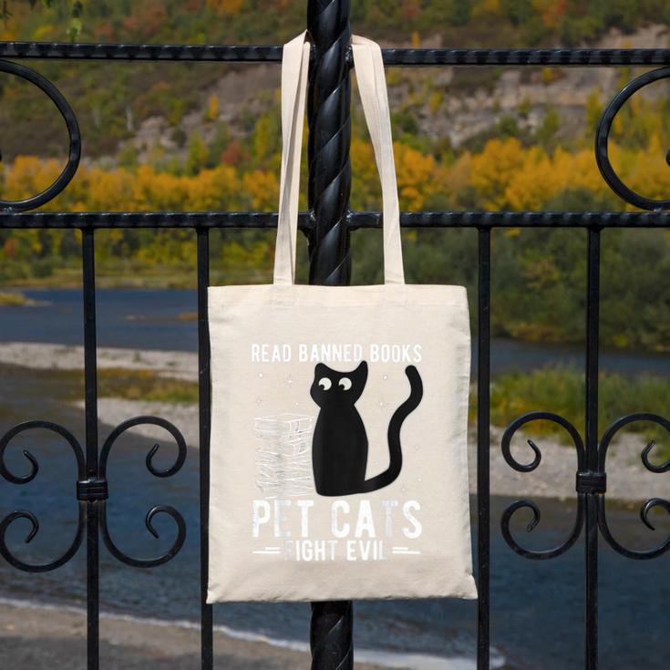 Read Banned Books Pet Cats Fight Evil Read Banned Books Canvas Tote Bag