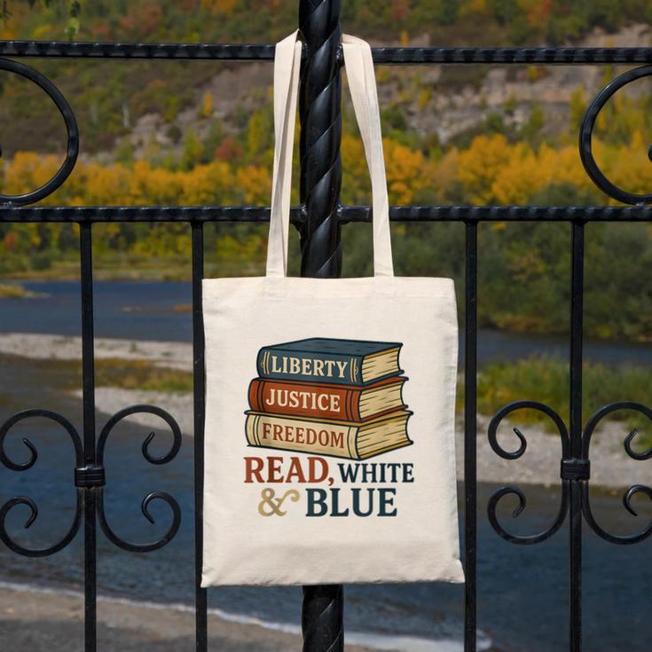 Read Blue Liberty Books July 4th Independence Canvas Tote Bag