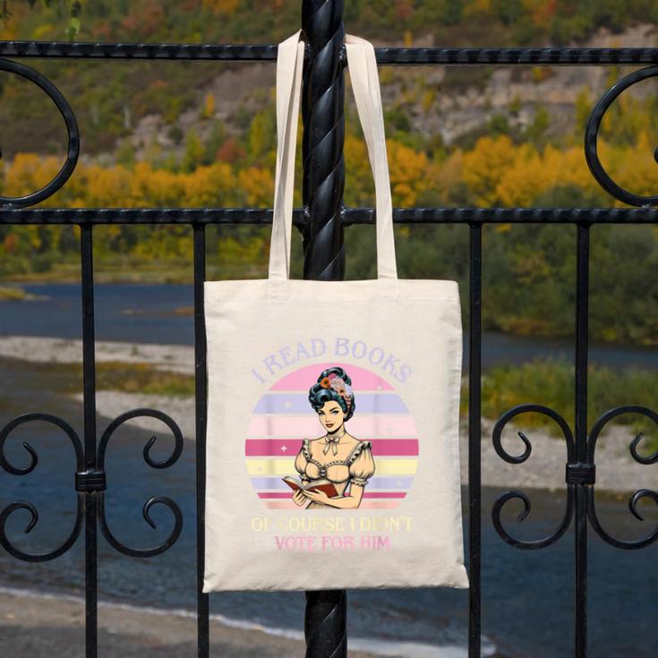 I Read Books Of Course I Didn't Vote For Him Vintage Quote Canvas Tote Bag