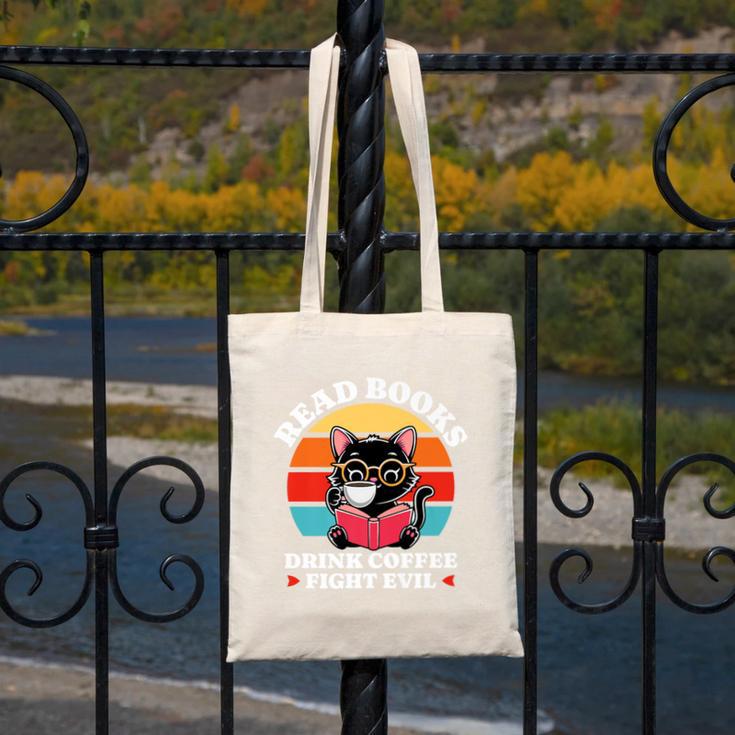 Read Books Drink Coffee Fight Evil Cat Premium Canvas Tote Bag