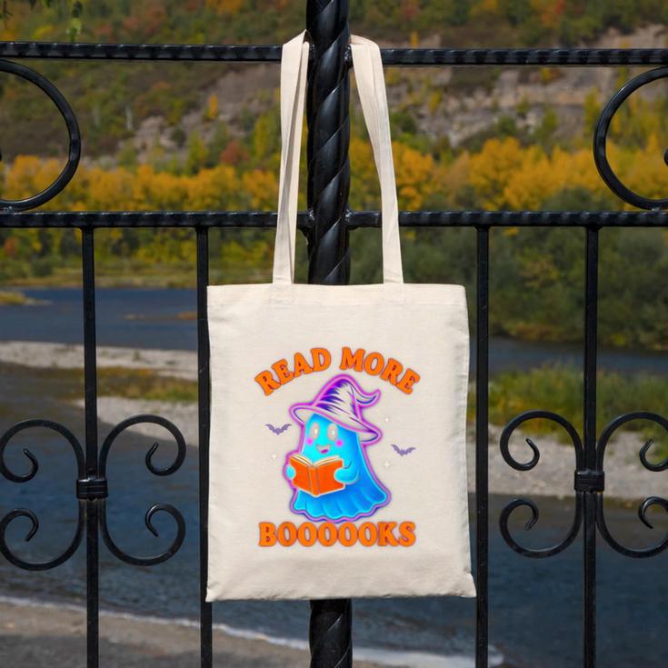 Read More Books Halloween Book Cute Ghost Reading Teaching Canvas Tote Bag
