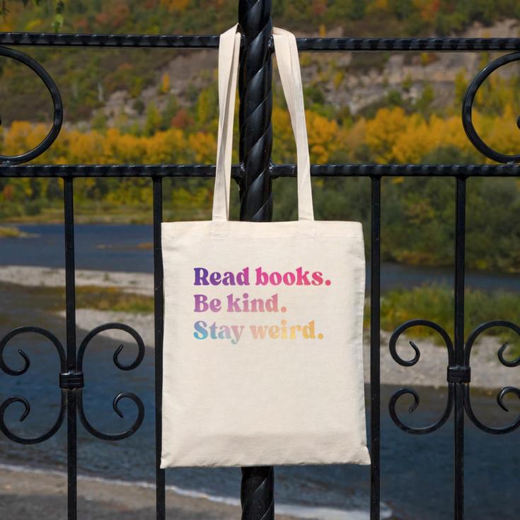 Read Books Be Kind Stay Weird Book Lover Premium Tri-Blend Canvas Tote Bag
