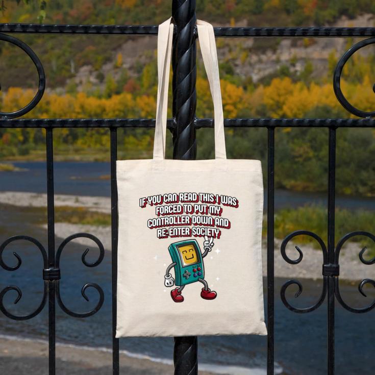If You Can Read This Gamer Humor Gaming Introvert Raglan Baseball Tee Canvas Tote Bag