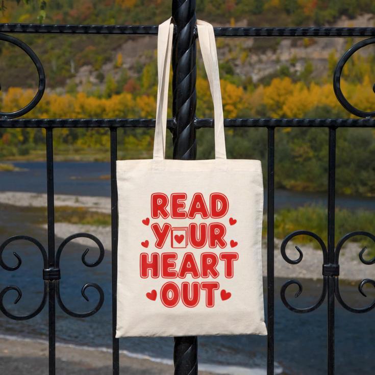 Read Your Heart Out Book Lover Reading Teachers Kids Canvas Tote Bag