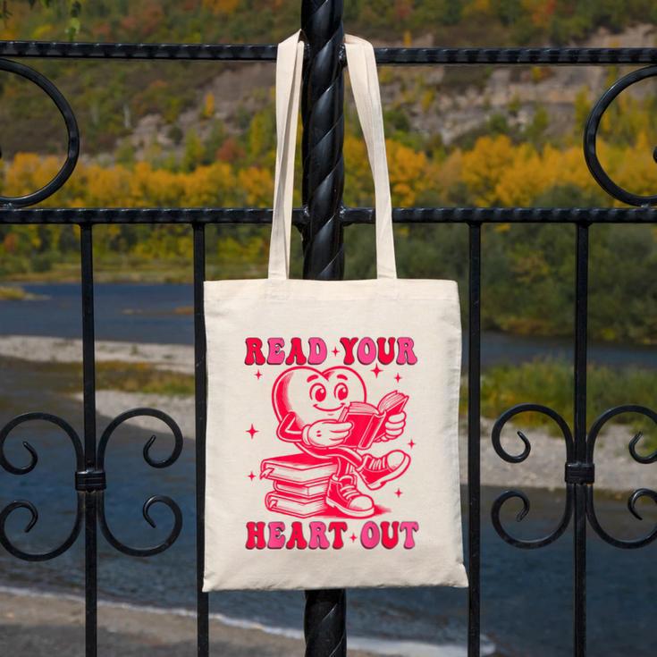 Read Your Heart Out Valentines Day Book Lover Bookish Teach Canvas Tote Bag