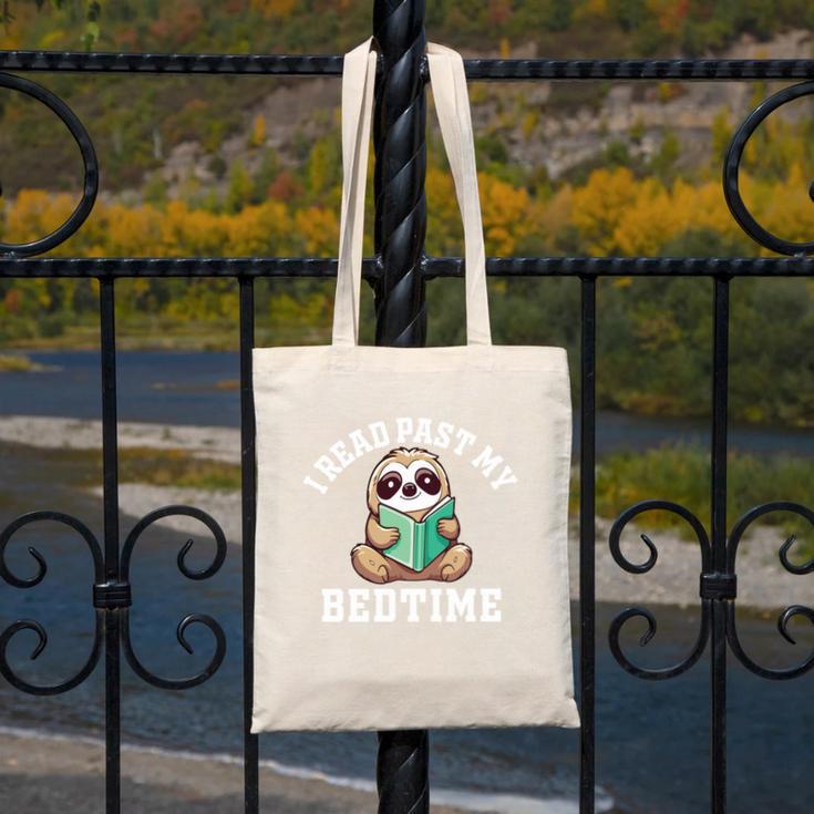 I Read Past My Bedtime Reading Sloth Book Lover Canvas Tote Bag