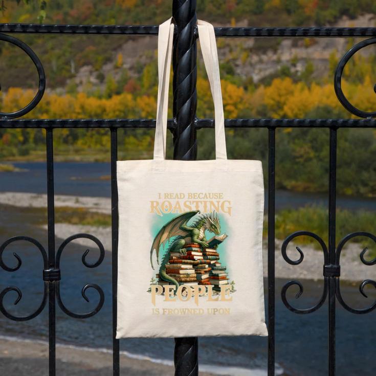 I Read Because Roasting People Is Frowned Upon Dragon Book Canvas Tote Bag