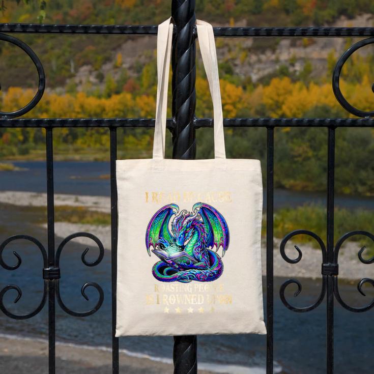 I Read Because Roasting People Is Frowned Upon Dragons Books Canvas Tote Bag I Read Because Roasting People Is Frowned Upon Dragons Books Canvas Tote Bag