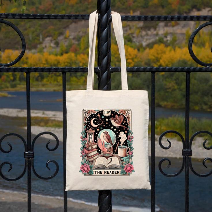The Reader Tarot Card Shirt Bird Book Lover Bookworm Canvas Tote Bag