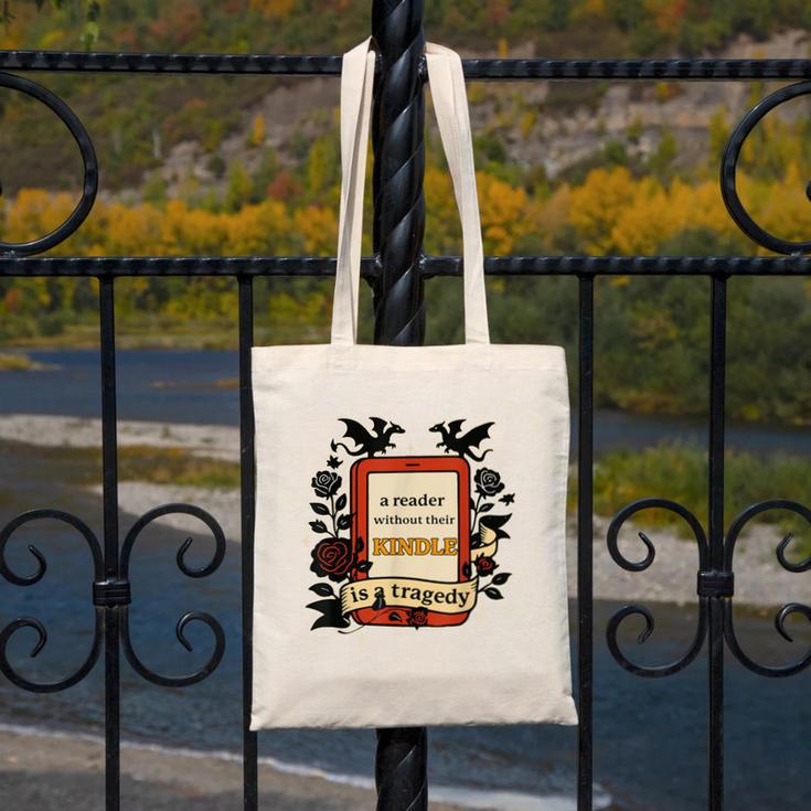 A Reader Without Their Book Is A Tragedy Dragon Rider Quote Canvas Tote Bag