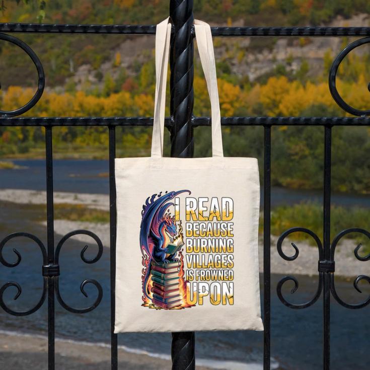 Reading Bookish Dragon Fantasy Canvas Tote Bag
