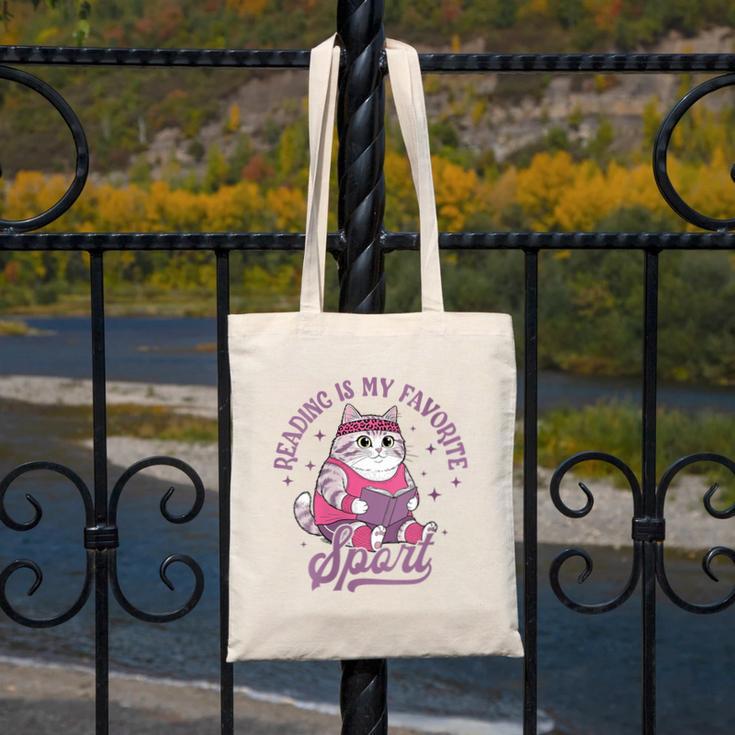 Reading Is My Favorite Sport Bookworm Cat Lover Book-Club Canvas Tote Bag