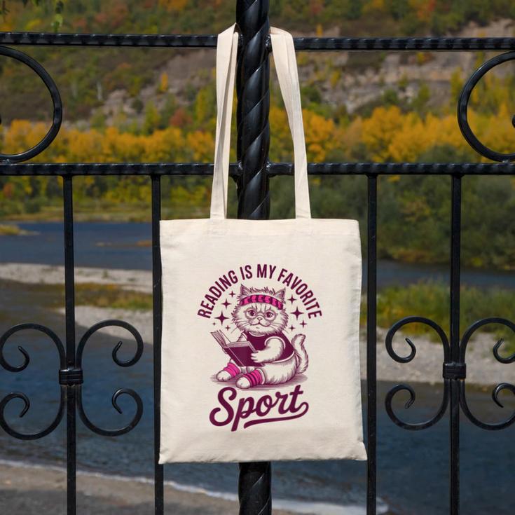 Reading Is My Favorite Sport Cat And Book Lover Women Canvas Tote Bag