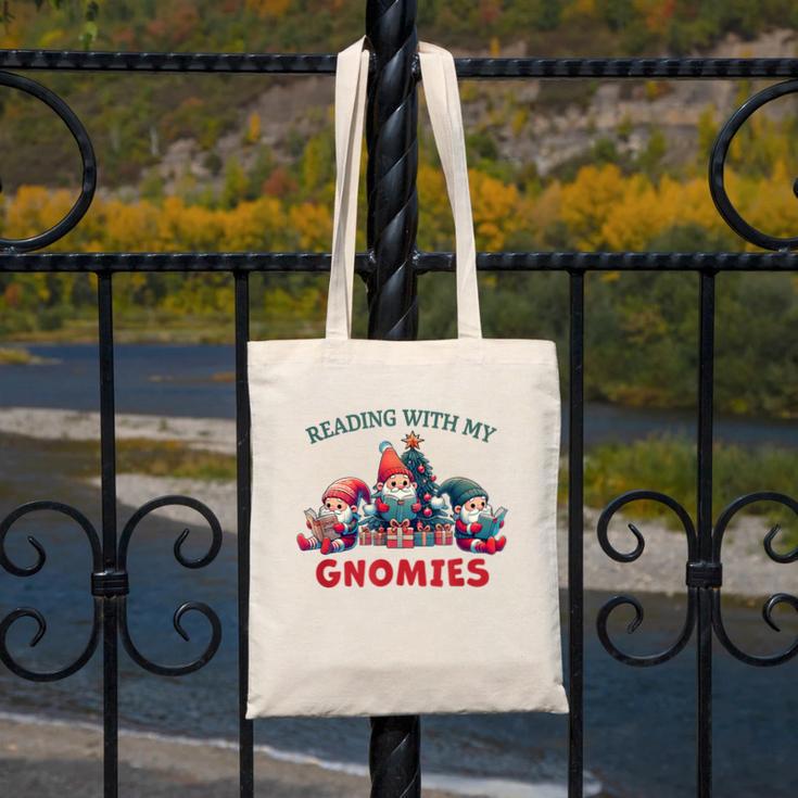 Reading With My Gnomies Reading Book Christmas Canvas Tote Bag