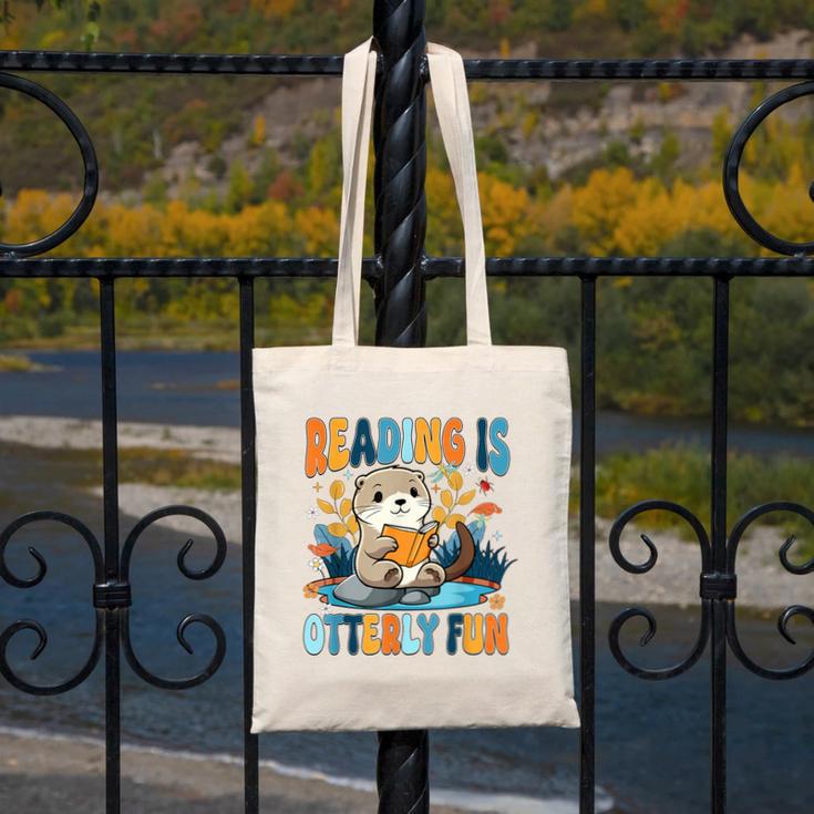Reading Is Otterly Fun Sea Otter Book Lover Bookworm Canvas Tote Bag