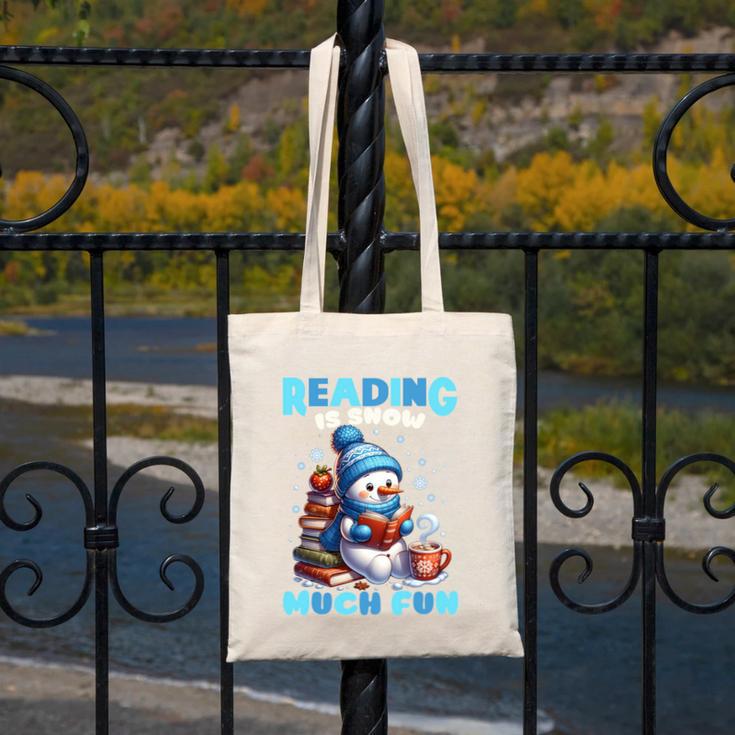 Reading Is Snow Much Fun Christmas Xmas Book Reading Canvas Tote Bag