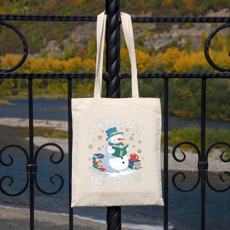Reading Snowman So Many Books Christmas Books Readers Canvas Tote Bag