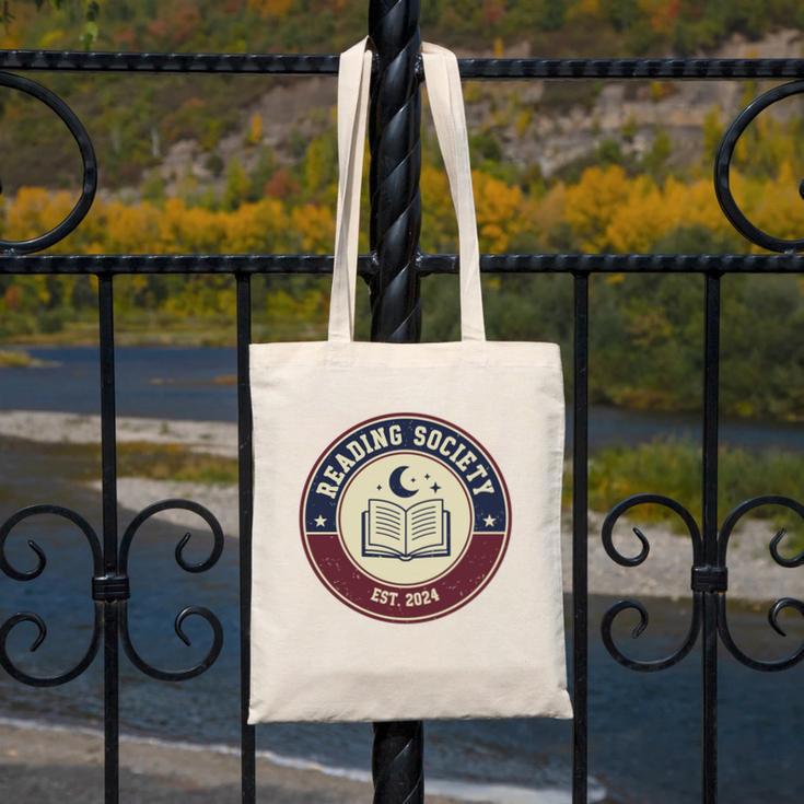 Reading Society Est 2024 Vintage Book Club Canvas Tote Bag