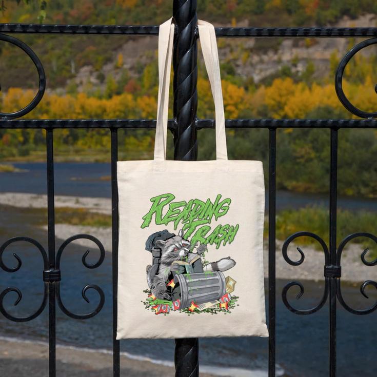 Reading Trash Racoon Bookworm Bookish Librarian Book Lover Canvas Tote Bag