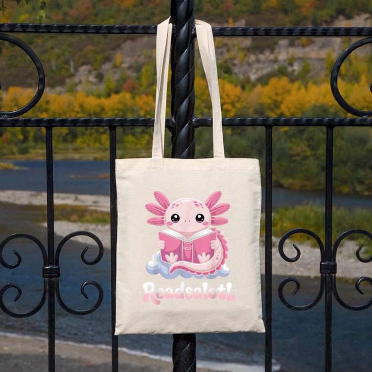 Readsalotl Axolotl Reading Cute Book Lover Bookworm Canvas Tote Bag