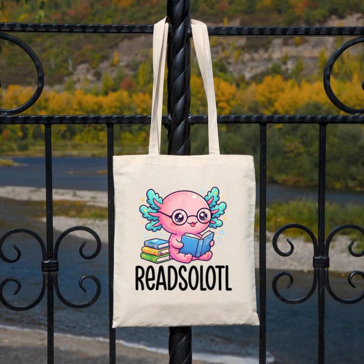 Readsolotl Cute Axolotl Reading Book Kawaii Pink Aesthetic Canvas Tote Bag