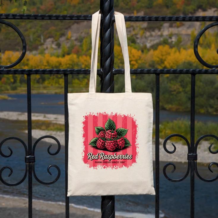 Red Raspberries Farm Fresh Since 1987 Nostalgia Canvas Tote Bag