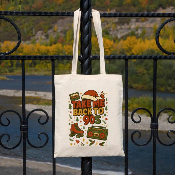 Retro 90s 80s Baby Christmas Holiday Nostalgia Canvas Tote Bag Retro 90s 80s Baby Christmas Holiday Nostalgia Canvas Tote Bag