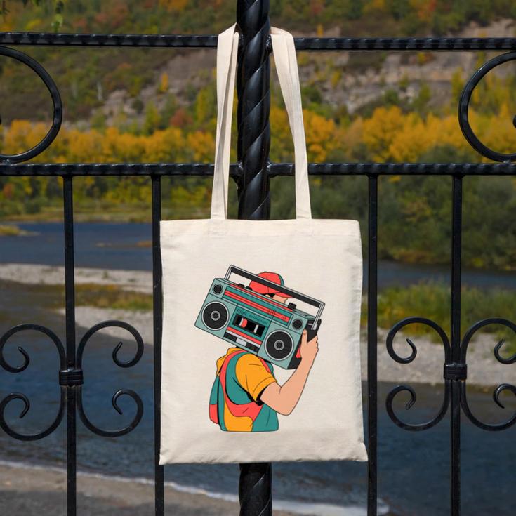 Retro 90s Boombox Nostalgia Party For Music Lovers Men Women Canvas Tote Bag