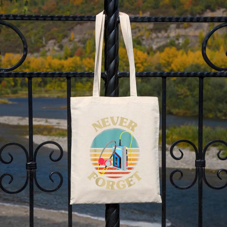 Retro Cassette Player Never Forget Nostalgia Vintage Canvas Tote Bag