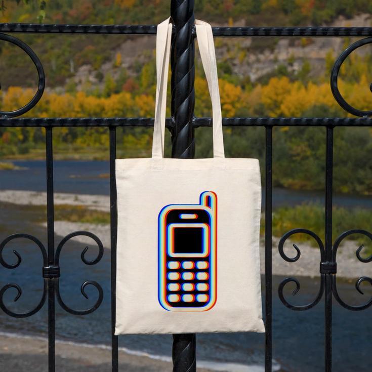 Retro Cell Vintage Mobile Phone 90s Nostalgia Vaporwave Fun Canvas Tote Bag
