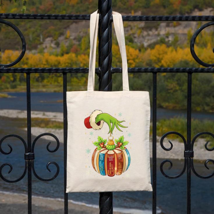 Retro Christmas Ornament Book Christmas Teacher Librarian Canvas Tote Bag