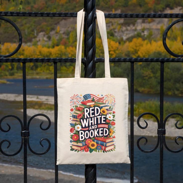 Retro Floral Red & Booked Library Reading 4th Of July Canvas Tote Bag Retro Floral Red & Booked Library Reading 4th Of July Canvas Tote Bag