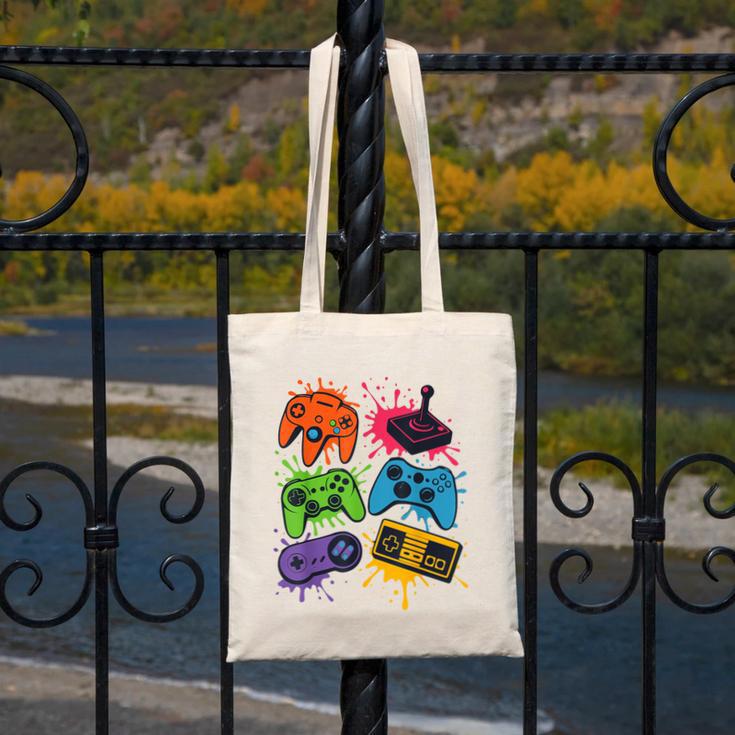 Retro Gamer Controller 80s 90s Video Game Arcade Nostalgia Canvas Tote Bag