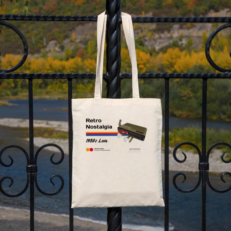 Retro Nostalgia 1980s Love Graphic Premium Tri-Blend Canvas Tote Bag