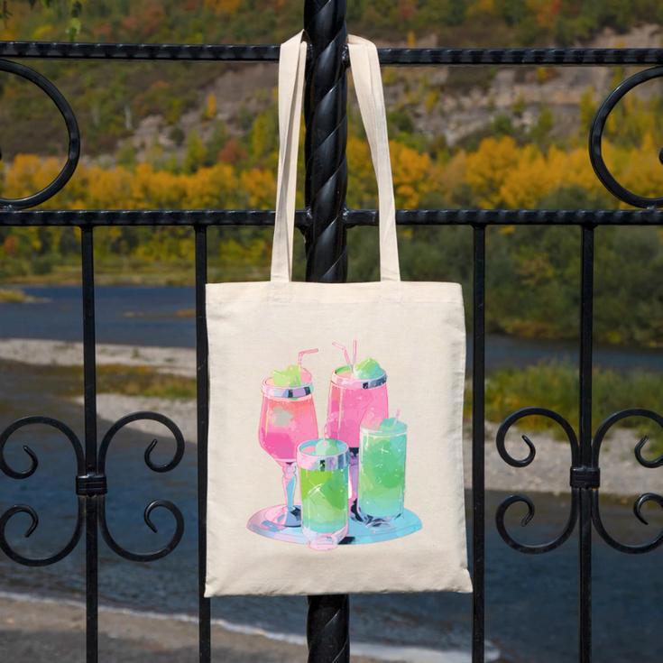 Retro Soft Drinks 80s 90s Nostalgia Cute Anime Aesthetic Tee Canvas Tote Bag