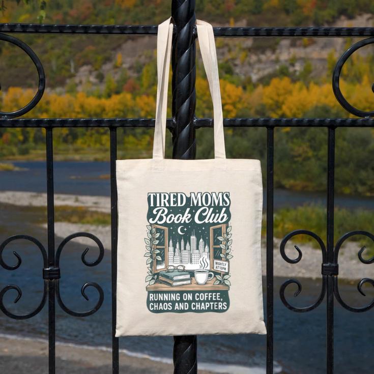 Retro Tired Moms Book Club Bookish Booktrovert Mother's Day Canvas Tote Bag