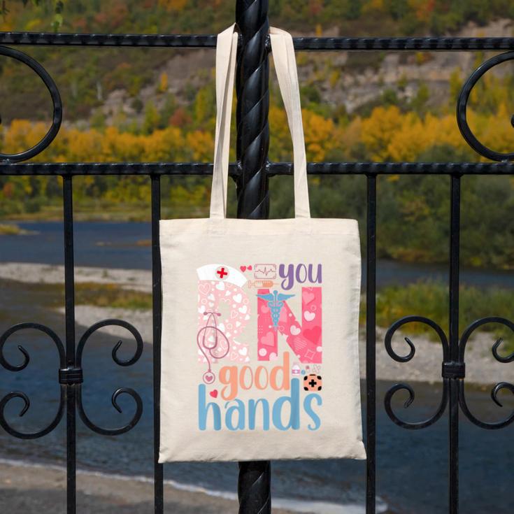 You RN Good Hands Cute Nurse Nursing Student Graduation Canvas Tote Bag