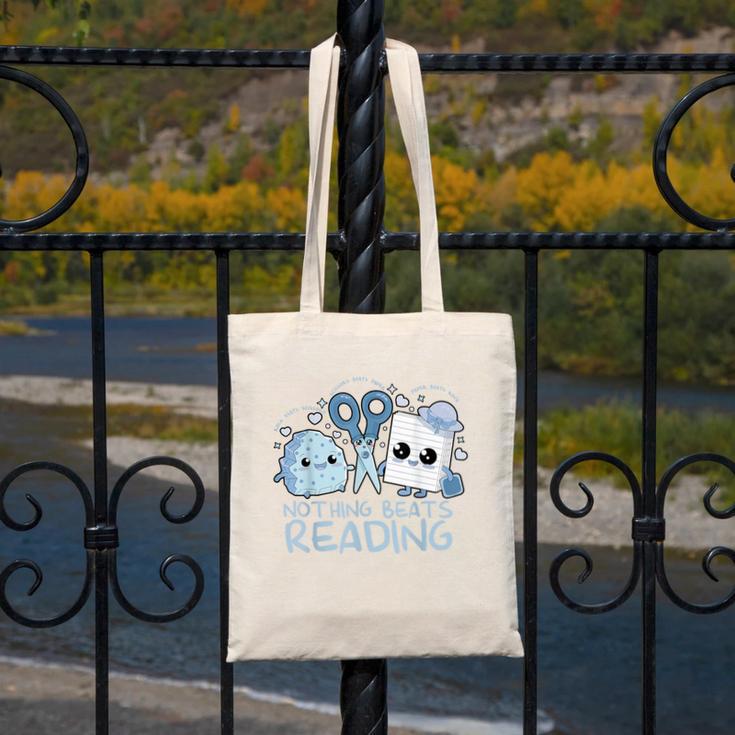 Rock Paper Scissors Nothing Beats Reading Book Lover Canvas Tote Bag