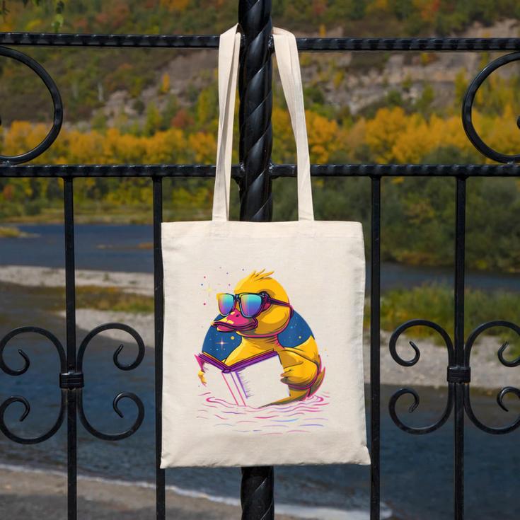 Rubber Duck Rubber Duckie Reading Book Rubber Duckling Canvas Tote Bag
