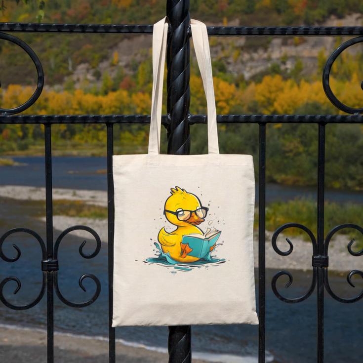 Rubber Duck Reading Book Reader Books Rubber Duckie Canvas Tote Bag