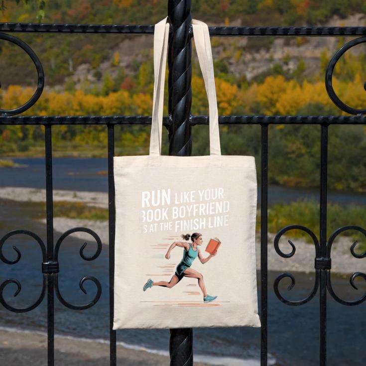 Run Like Your Book Boyfriend Is Waiting Runner Reader Canvas Tote Bag